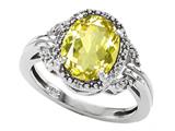 Tommaso Design™ Oval 10x8mm Genuine Lemon Quartz and Diamond Ring