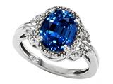 Tommaso Design™ Oval 10x8mm Created Sapphire and Diamond Ring