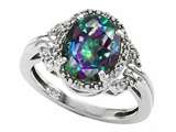 Tommaso Design™ Oval 10x8mm Mystic Rainbow Topaz and Diamond Ring