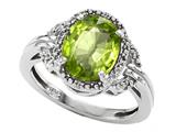 Tommaso Design™ Oval 10x8mm Genuine Peridot and Diamond Ring