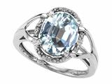 Tommaso Design™ Oval 10x8mm Genuine Aquamarine and Diamond Ring