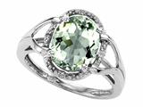 Tommaso Design™ Oval 10x8mm Genuine Green Amethyst and Diamond Ring