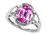 Tommaso Design™ Oval 10x8mm Created Pink Sapphire and Diamond Ring