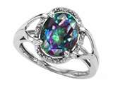 Tommaso Design™ Oval 10x8mm Mystic Rainbow Topaz and Diamond Ring