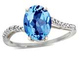 Tommaso Design™ Oval 10x8mm Genuine Blue Topaz and Diamond Ring