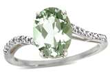 Tommaso Design™ Oval 10x8mm Genuine Green Amethyst and Diamond Ring