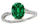 Tommaso Design™ Oval 10x8mm Simulated Emerald And Diamond Ring