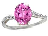 Tommaso Design™ Oval 10x8mm Created  Pink Sapphire and Diamond Ring