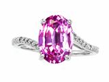 Tommaso Design™ Oval 10x8mm Simulated Pink Topaz And Diamond Ring