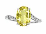 Tommaso Design™ Oval 10x8mm Genuine Lemon Quartz and Diamond Ring
