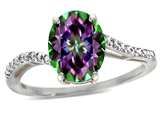 Tommaso Design™ Oval 10x8mm Mystic Rainbow Topaz and Diamond Ring