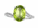 Tommaso Design™ Oval 10x8mm Genuine Peridot and Diamond Ring