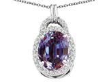 Tommaso Design™ Oval 10x8mm Simulated Alexandrite and Diamond Pendant