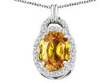 Tommaso Design™ Oval 10x8mm Genuine Citrine and Diamond Pendant
