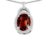 Tommaso Design™ Oval 10x8mm Genuine Garnet and Diamond Pendant