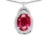 Tommaso Design™ Oval 10x8mm Created Ruby and Diamond Pendant