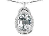 Tommaso Design™ Oval 10x8mm Genuine White Topaz and Diamond Pendant