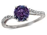 Tommaso Design™ Round 7mm Simulated Alexandrite and Diamonds Bypass Ring