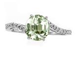 Tommaso Design™ Round 7mm Genuine Green Amethyst and Diamonds Bypass Ring