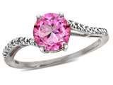 Tommaso Design™ Round 7mm Created Pink Sapphire and Diamonds Bypass Ring