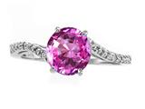 Tommaso Design™ Round 7mm Simulated Pink Topaz And Diamonds Bypass Ring