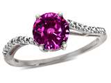 Tommaso Design™ Round 7mm Simulated Pink Tourmaline and Diamonds Bypass Ring