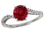 Tommaso Design™ Round 7mm Created Ruby and Diamonds Bypass Ring