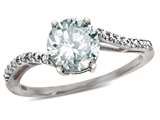Tommaso Design™ Round 7mm Genuine White Topaz and Diamonds Bypass Ring