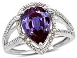 Tommaso Design™ Pear Shape 11x8mm Simulated Alexandrite and Diamond Ring