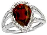 Tommaso Design™ Genuine Pear Shape Garnet and Diamond Ring