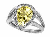 Tommaso Design™ Pear Shape 11x8mm Genuine Lemon Quartz and Diamond Ring
