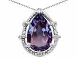 Tommaso Design™ Pear Shape 11x8mm Simulated Alexandrite and Diamond Pendant