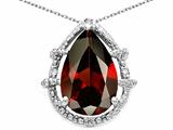 Tommaso Design™ Pear Shape 11x8mm Genuine Garnet and Diamond Pendant