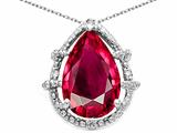 Tommaso Design™ Pear Shape 11x8mm Created Ruby and Diamond Pendant