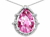 Tommaso Design™ Pear Shape 11x8mm Simulated Pink Topaz And Diamond Pendant