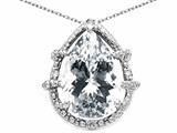 Tommaso Design™ Pear Shape 11x8mm Genuine White Topaz and Diamond Pendant