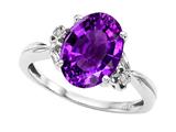 Tommaso Design™ Oval 10x8mm Genuine Amethyst and Diamond Ring