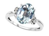Tommaso Design™ Oval 10x8mm Genuine Aquamarine and Diamond Ring