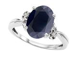 Tommaso Design™ Oval 10x8mm Genuine Black Sapphire and Diamond Ring
