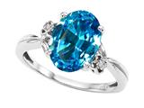Tommaso Design™ Oval 10x8mm Genuine Blue Topaz and Diamond Ring