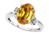 Tommaso Design™ Oval 10x8mm Genuine Citrine and Diamond Ring