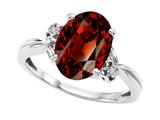 Tommaso Design™ Oval 10x8mm Genuine Garnet and Diamond Ring