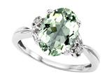 Tommaso Design™ Oval 10x8mm Genuine Green Amethyst and Diamond Ring