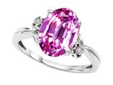 Tommaso Design™ Oval 10x8mm Simulated Pink Topaz And Diamond Ring