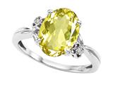 Tommaso Design™ Oval 10x8mm Genuine Lemon Quartz and Diamond Ring