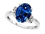 Tommaso Design™ Oval 10x8mm Created Sapphire and Diamond Ring