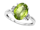 Tommaso Design™ Oval 10x8mm Genuine Peridot and Diamond Ring