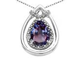 Tommaso Design™ Pear Shape 8x6mm Simulated Alexandrite and Diamond Pendant