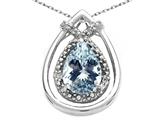 Tommaso Design™ Pear Shape 8x6mm Genuine Aquamarine and Diamond Pendant