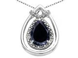 Tommaso Design™ Pear Shape 8x6mm Genuine Black Sapphire and Diamond Pendant